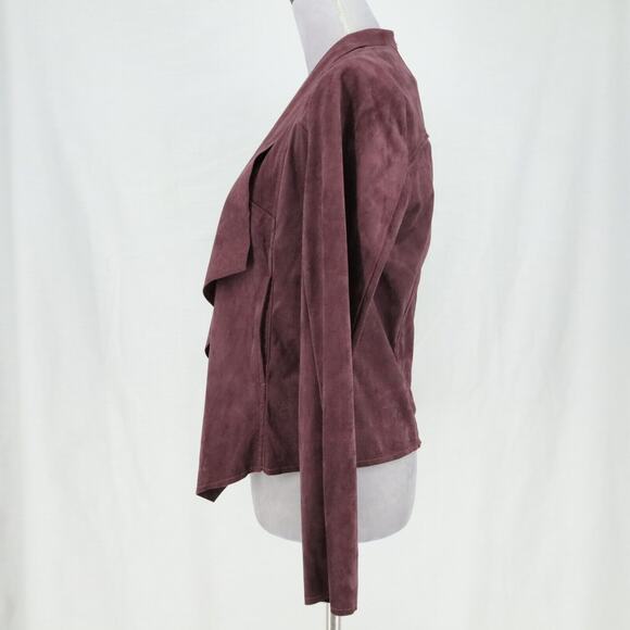Kut from the Kloth Jacket Womens Small Burgundy Plum Micro Suede Open Stretch - Picture 5 of 14